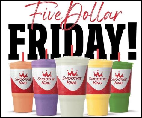 smoothie king 5 friday|5 dollar fridays smoothie king.